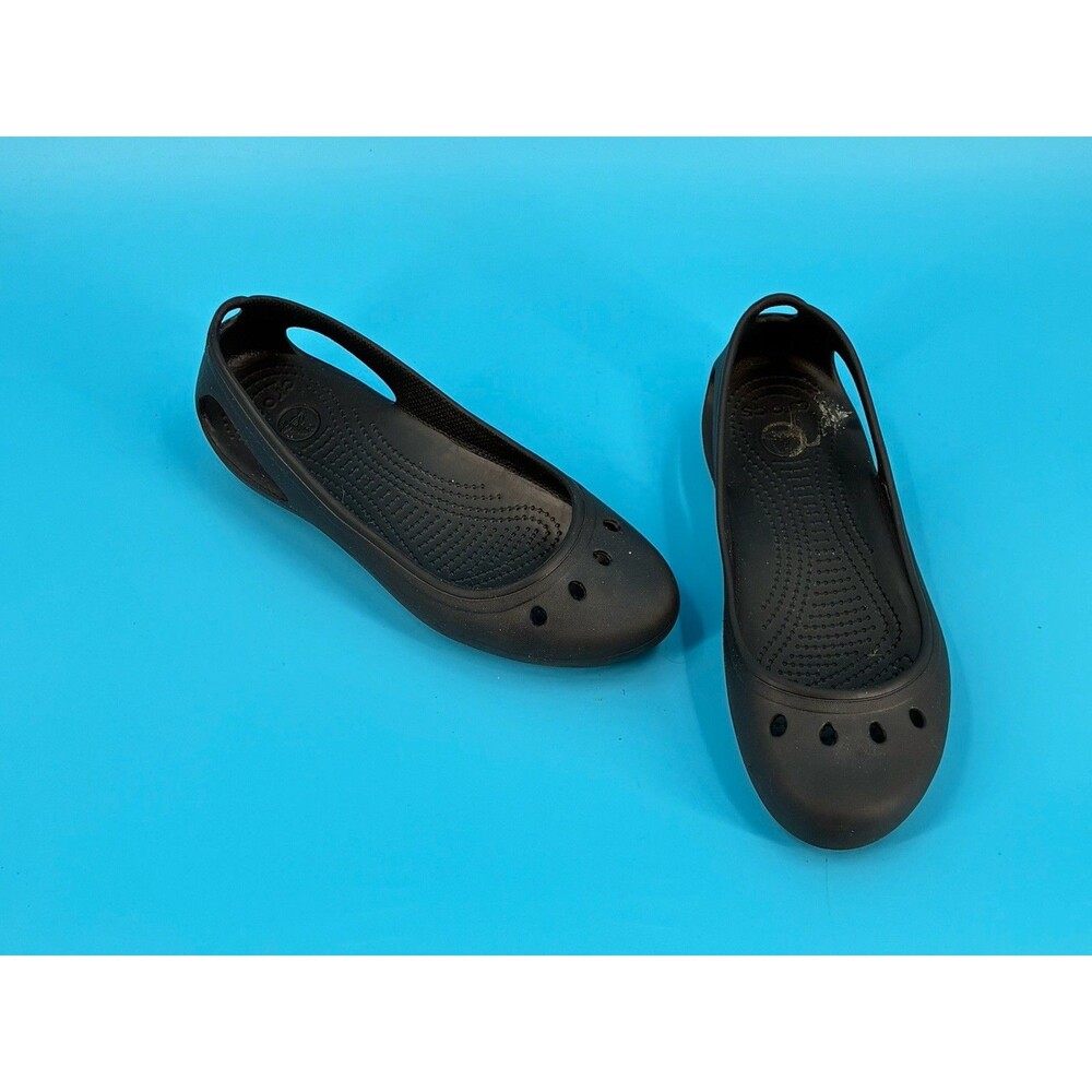 Crocs Kadee Women’s 10 Black Ballet Flats Slip On Comfort Shoes Lightweight